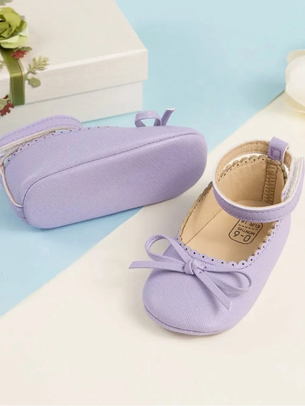 Lavender Front Bow Baby Shoes